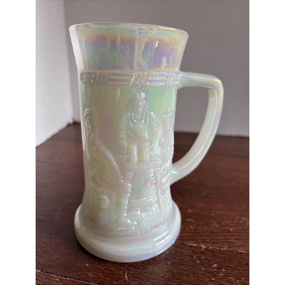 Vtg Federal Glass Beer Stein, Moonglow, W/Tavern Scene